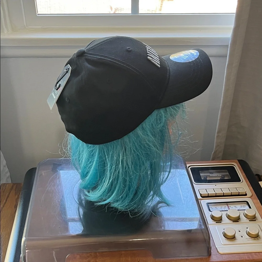 Black Cap with Blue Wig
